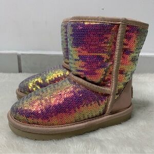 UGG 110871T Kids Toddler Pink Classic Short Sequins Boots Size 10
